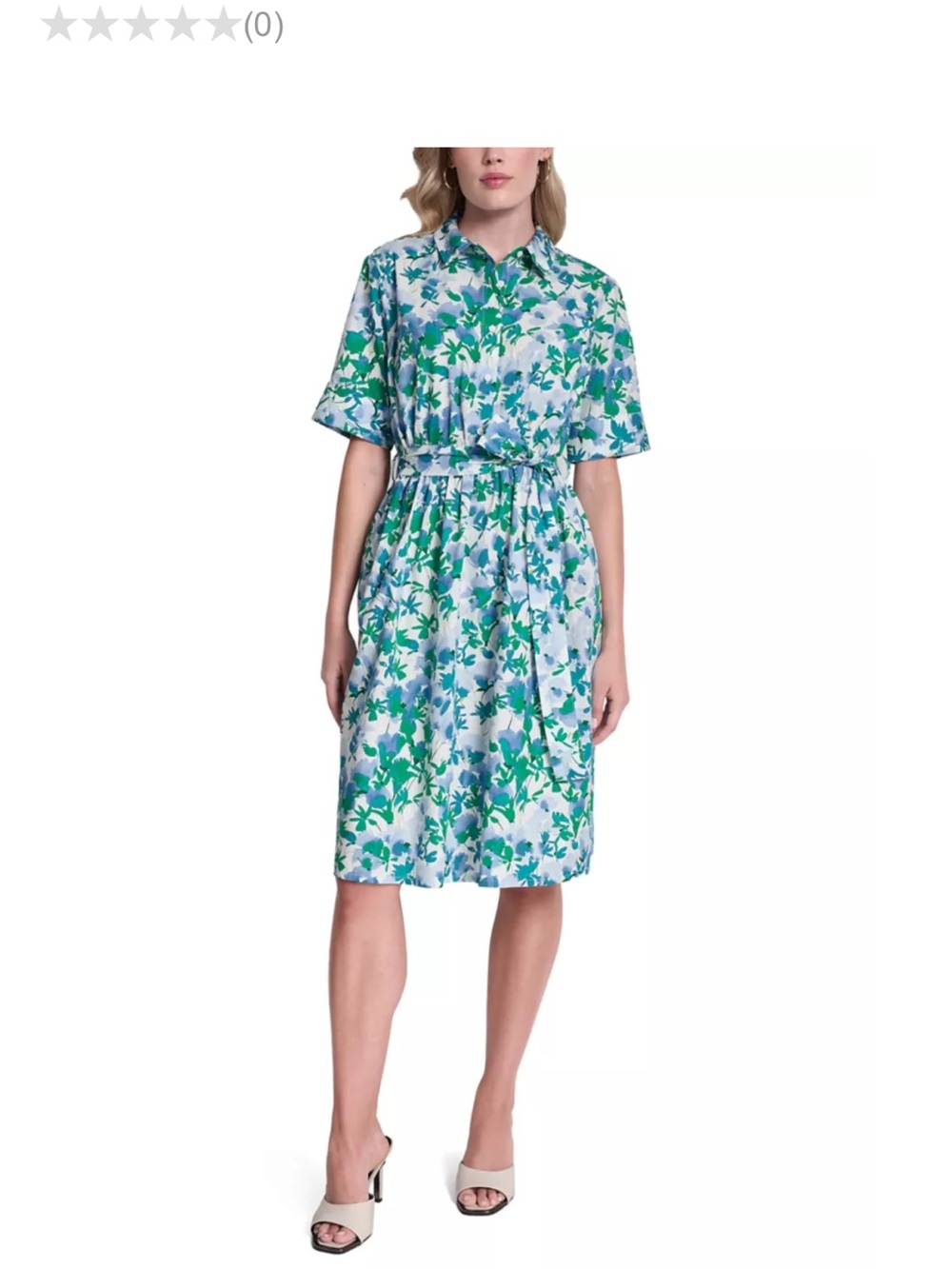 DKNY Floral Shirt Dress in Blue and Green